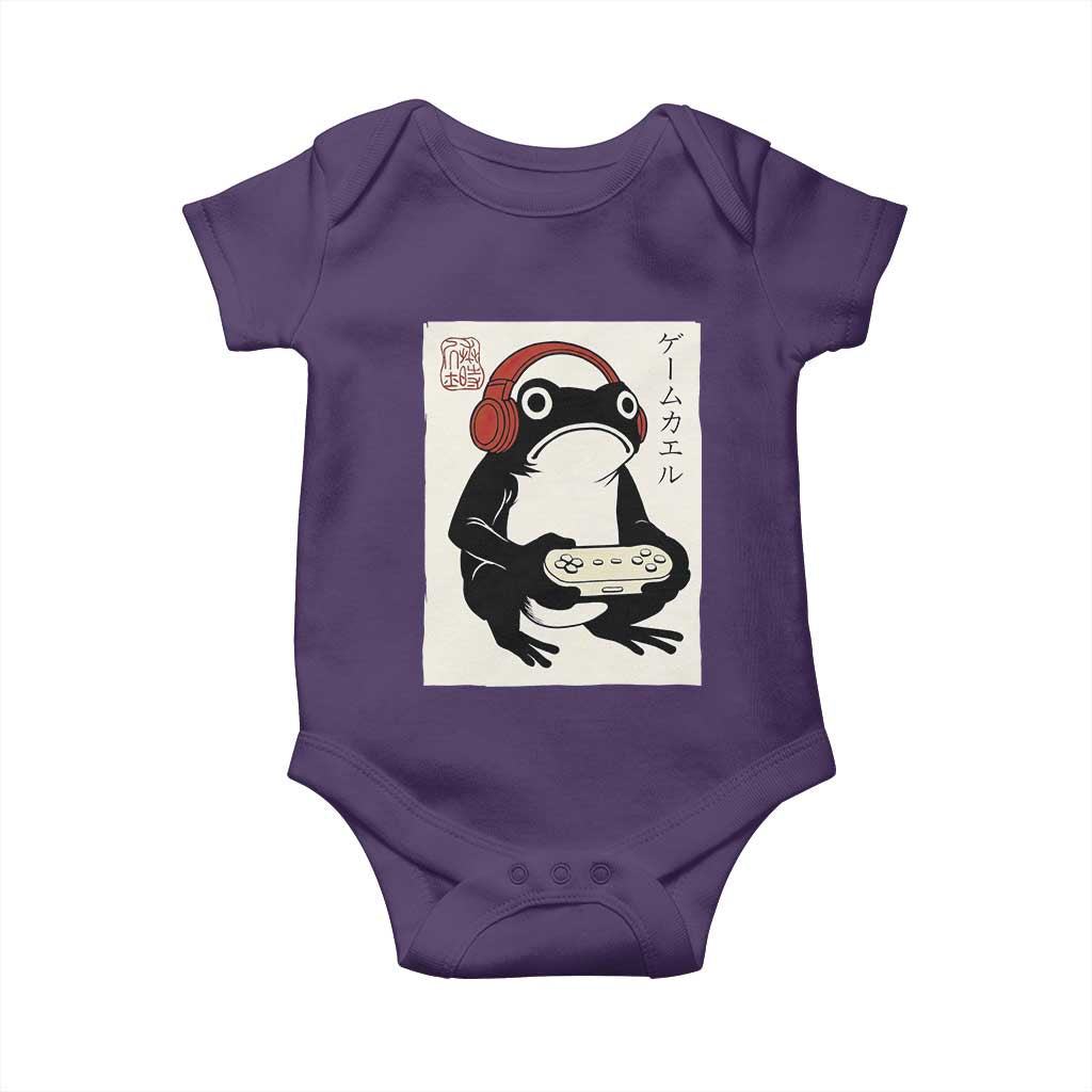 Japanese Gamer Frog Baby Onesie Boys Funny Vintage Gaming TS10 Purple Print Your Wear