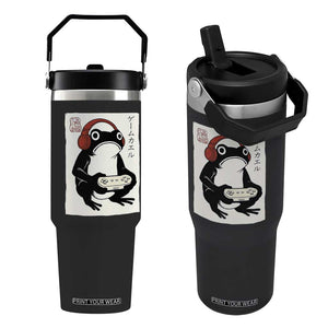 Japanese Gamer Frog Flip Straw Tumbler Boys Funny Vintage Gaming TS10 One Size: 30 oz Black Print Your Wear