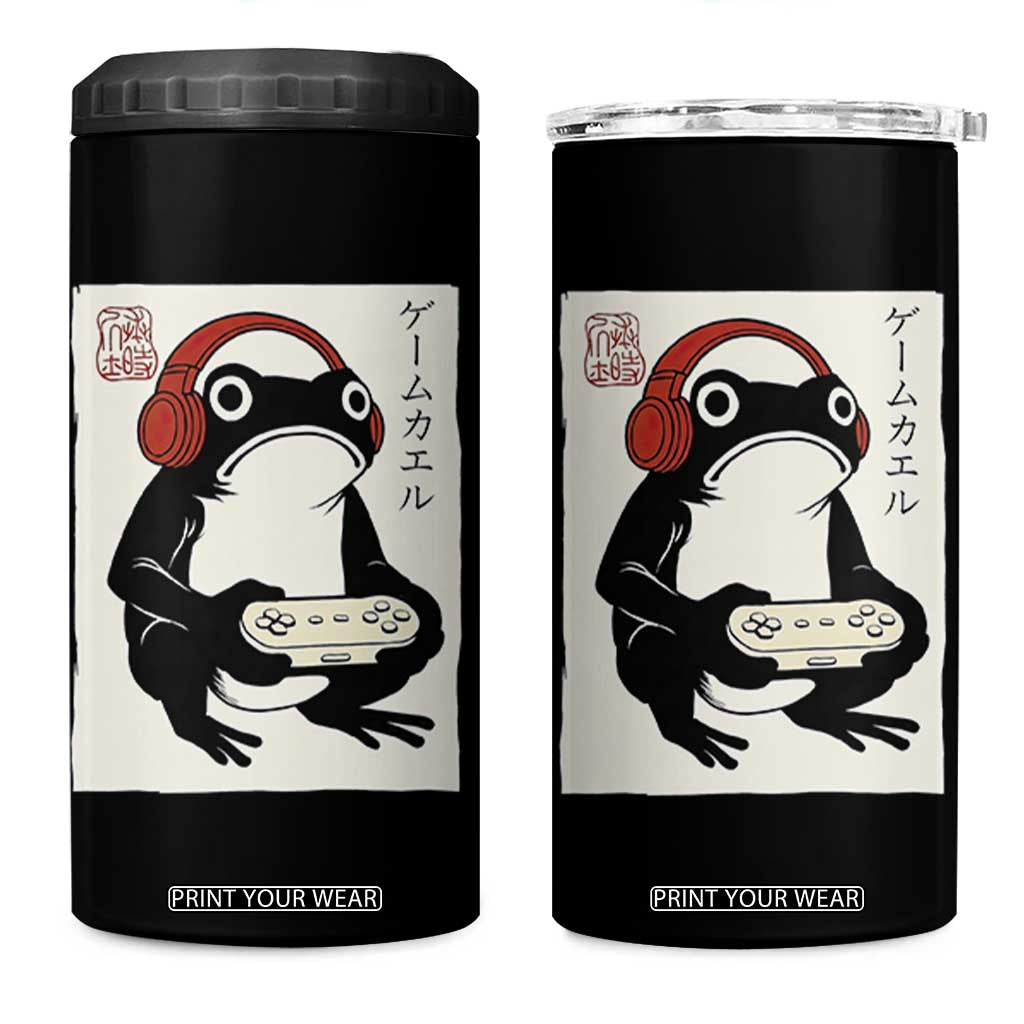 Japanese Gamer Frog 4 in 1 Can Cooler Tumbler Boys Funny Vintage Gaming TS10 One Size: 16 oz Black Print Your Wear