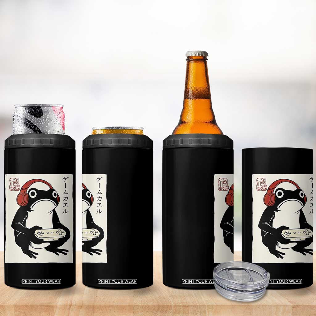 Japanese Gamer Frog 4 in 1 Can Cooler Tumbler Boys Funny Vintage Gaming TS10 Print Your Wear