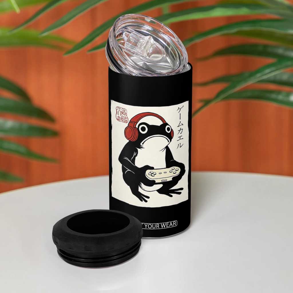 Japanese Gamer Frog 4 in 1 Can Cooler Tumbler Boys Funny Vintage Gaming TS10 Print Your Wear