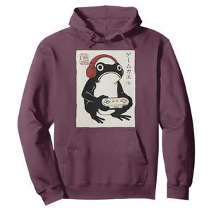 Japanese Gamer Frog Hoodie Boys Funny Vintage Gaming TS10 Maroon Print Your Wear