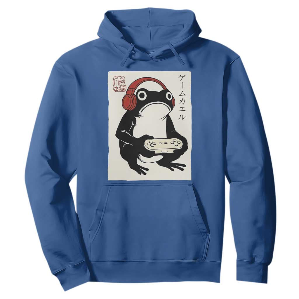 Japanese Gamer Frog Hoodie Boys Funny Vintage Gaming TS10 Royal Blue Print Your Wear