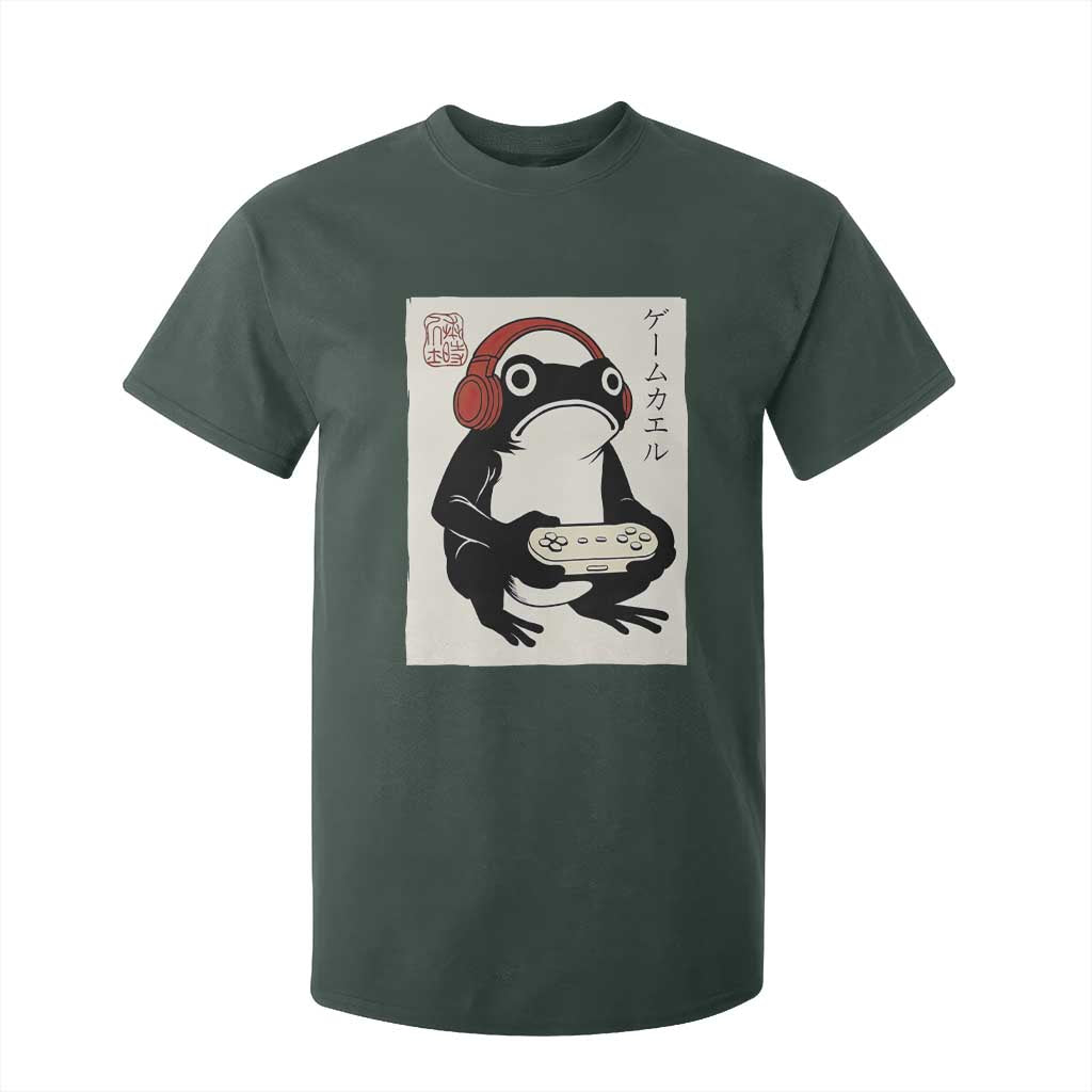 Japanese Gamer Frog T Shirt For Kid Boys Funny Vintage Gaming TS10 Dark Forest Green Print Your Wear