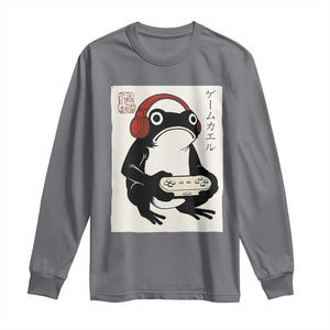 Japanese Gamer Frog Long Sleeve Shirt Boys Funny Vintage Gaming TS10 Charcoal Print Your Wear