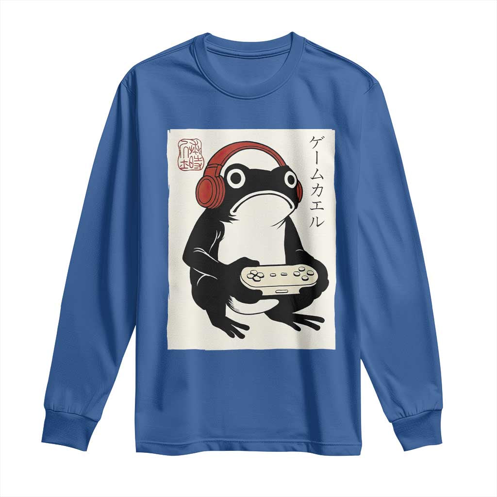 Japanese Gamer Frog Long Sleeve Shirt Boys Funny Vintage Gaming TS10 Royal Blue Print Your Wear