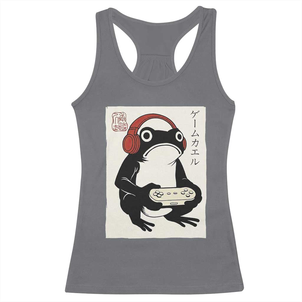 Japanese Gamer Frog Racerback Tank Top Boys Funny Vintage Gaming TS10 Charcoal Print Your Wear