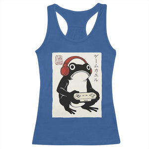 Japanese Gamer Frog Racerback Tank Top Boys Funny Vintage Gaming TS10 Royal Blue Print Your Wear
