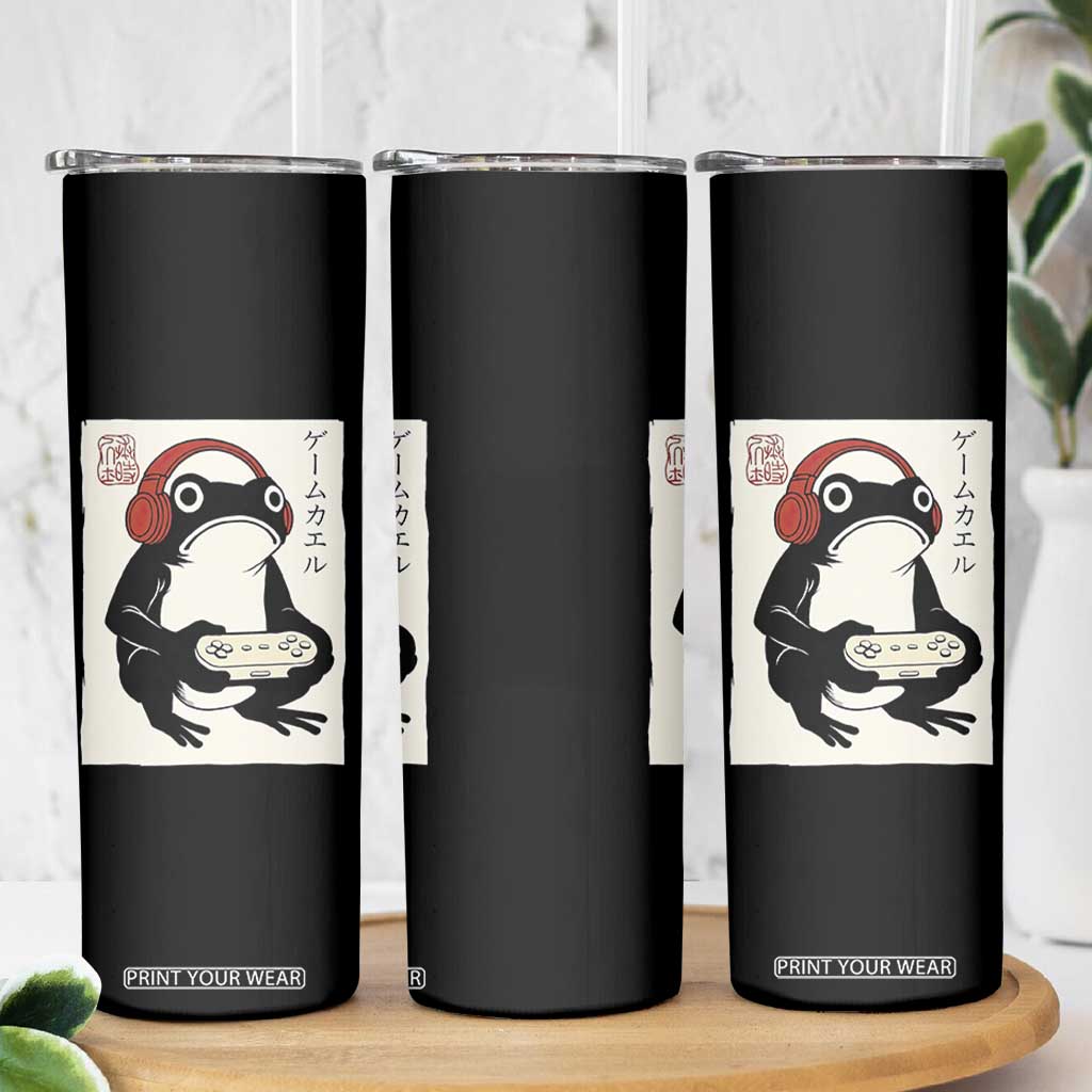 Japanese Gamer Frog Skinny Tumbler Boys Funny Vintage Gaming TS10 Print Your Wear