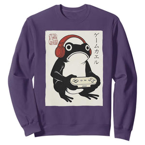 Japanese Gamer Frog Sweatshirt Boys Funny Vintage Gaming TS10 Purple Print Your Wear