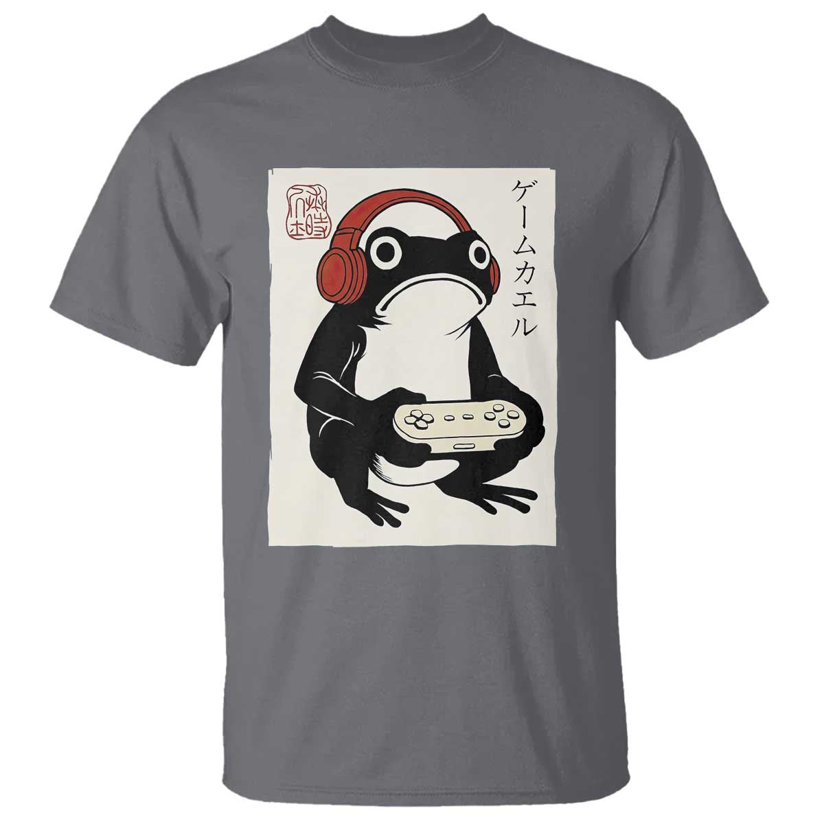 Japanese Gamer Frog T Shirt Boys Funny Vintage Gaming TS10 Charcoal Print Your Wear