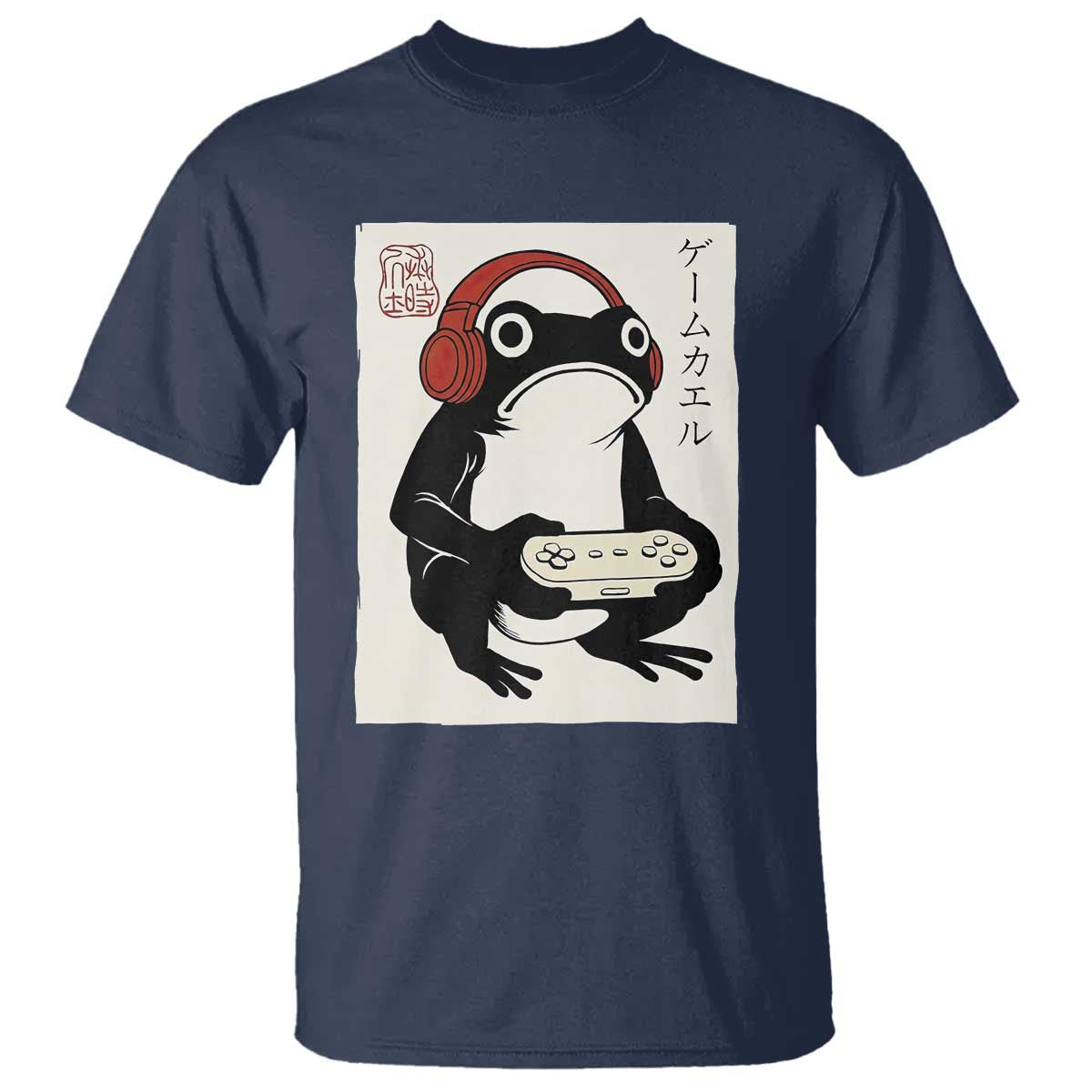 Japanese Gamer Frog T Shirt Boys Funny Vintage Gaming TS10 Navy Print Your Wear