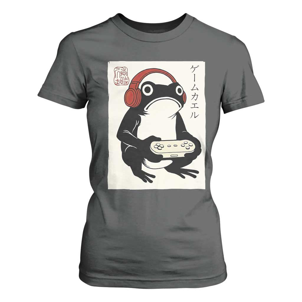 Japanese Gamer Frog T Shirt For Women Boys Funny Vintage Gaming TS10 Dark Heather Print Your Wear