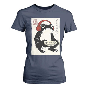 Japanese Gamer Frog T Shirt For Women Boys Funny Vintage Gaming TS10 Navy Print Your Wear