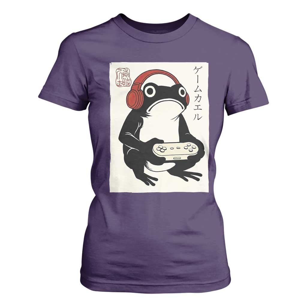 Japanese Gamer Frog T Shirt For Women Boys Funny Vintage Gaming TS10 Purple Print Your Wear