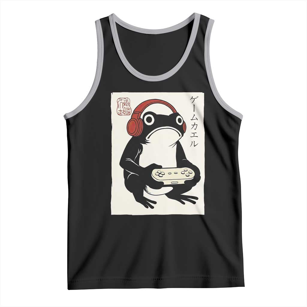 Japanese Gamer Frog Tank Top Boys Funny Vintage Gaming TS10 Black Athletic Heather Print Your Wear