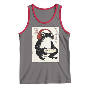 Japanese Gamer Frog Tank Top Boys Funny Vintage Gaming TS10 Deep Heather Red Print Your Wear