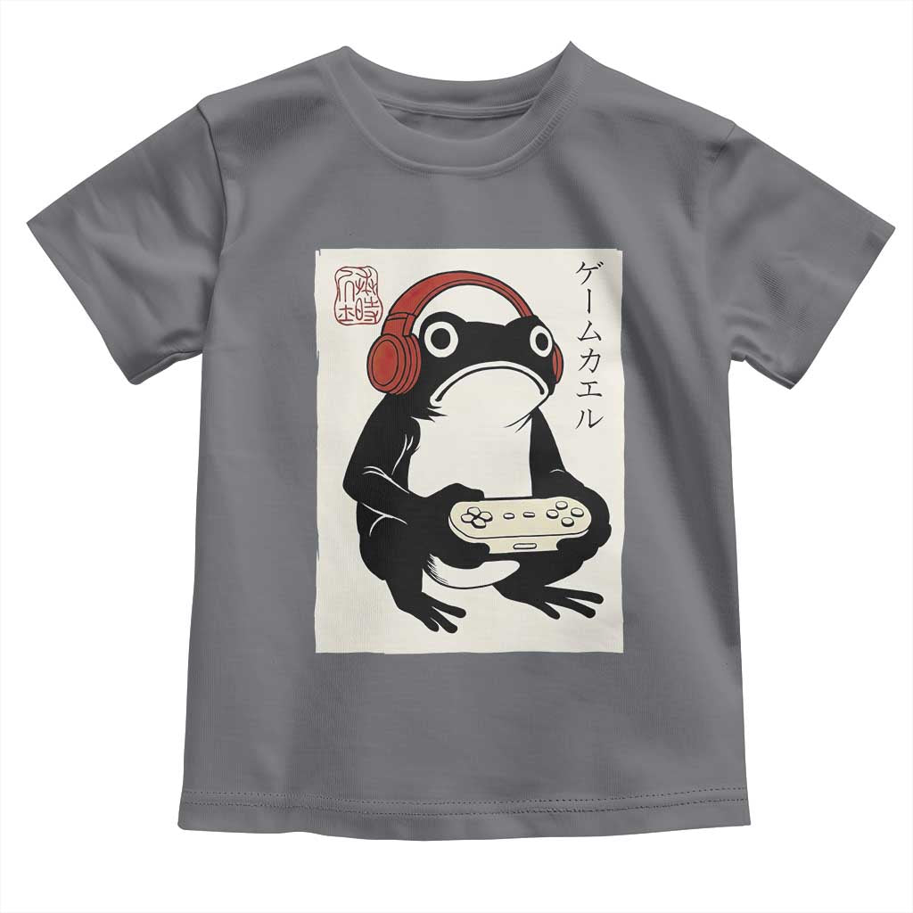 Japanese Gamer Frog Toddler T Shirt Boys Funny Vintage Gaming TS10 Charcoal Print Your Wear