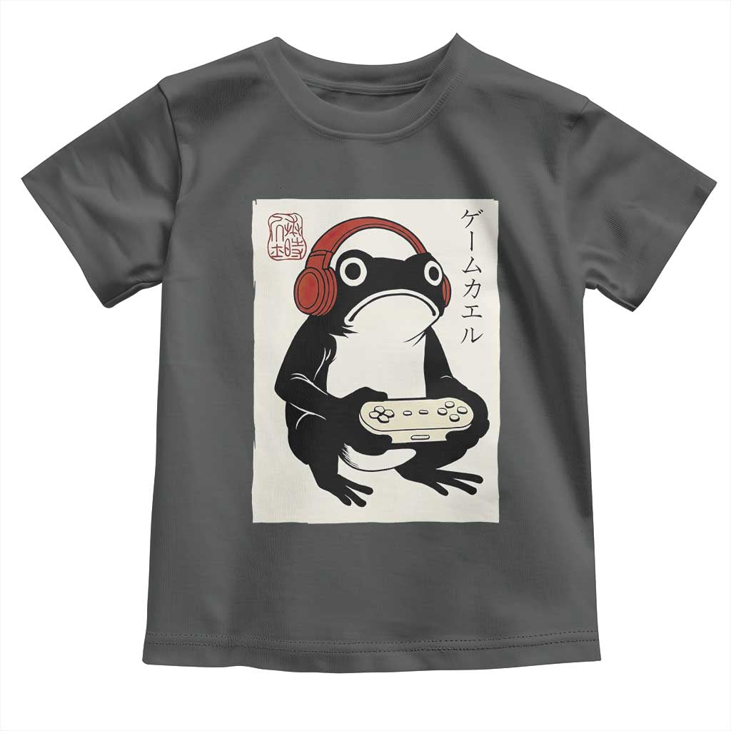 Japanese Gamer Frog Toddler T Shirt Boys Funny Vintage Gaming TS10 Dark Heather Print Your Wear