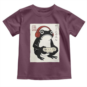 Japanese Gamer Frog Toddler T Shirt Boys Funny Vintage Gaming TS10 Maroon Print Your Wear