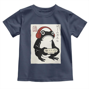 Japanese Gamer Frog Toddler T Shirt Boys Funny Vintage Gaming TS10 Navy Print Your Wear
