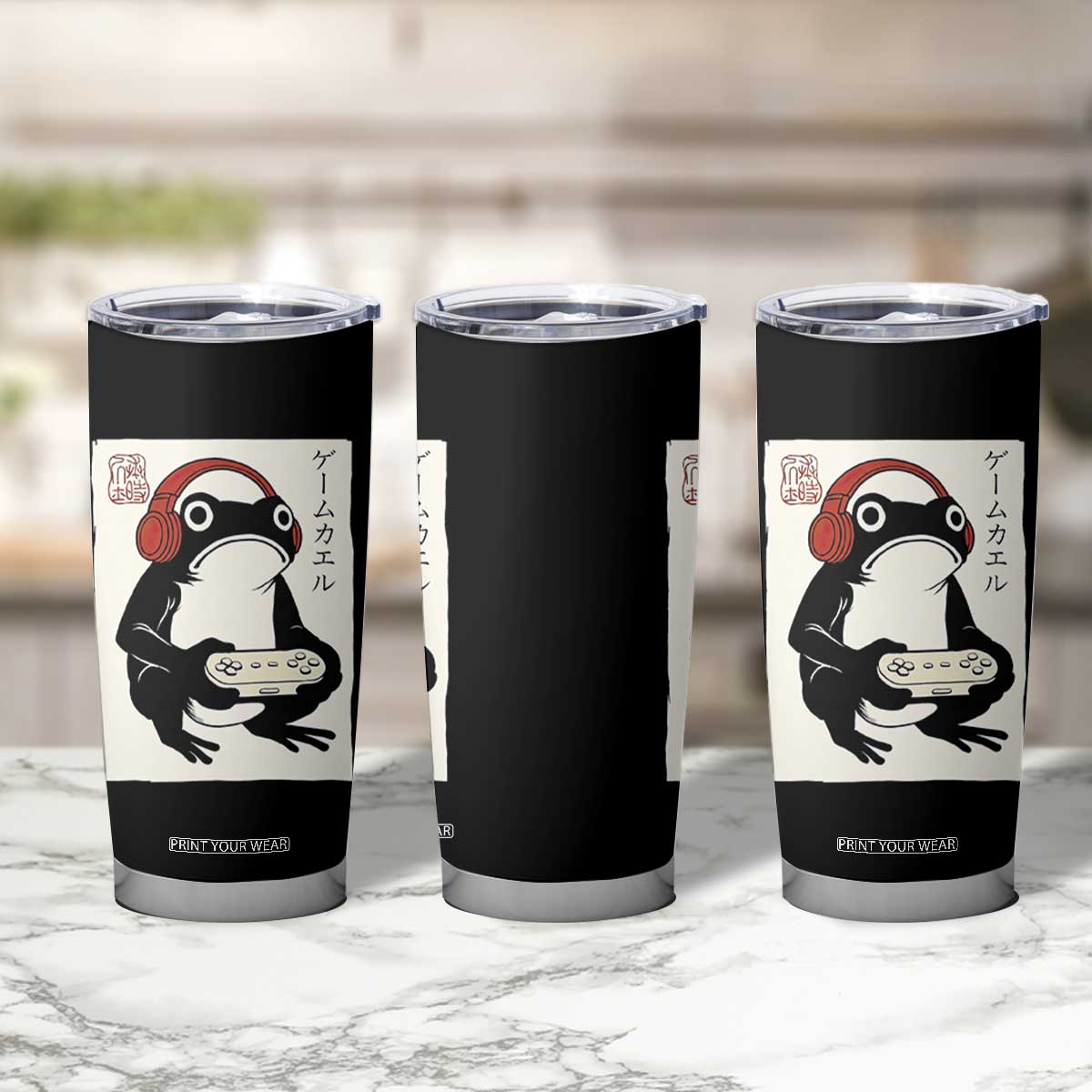 Japanese Gamer Frog Tumbler Cup Boys Funny Vintage Gaming TS10 Print Your Wear