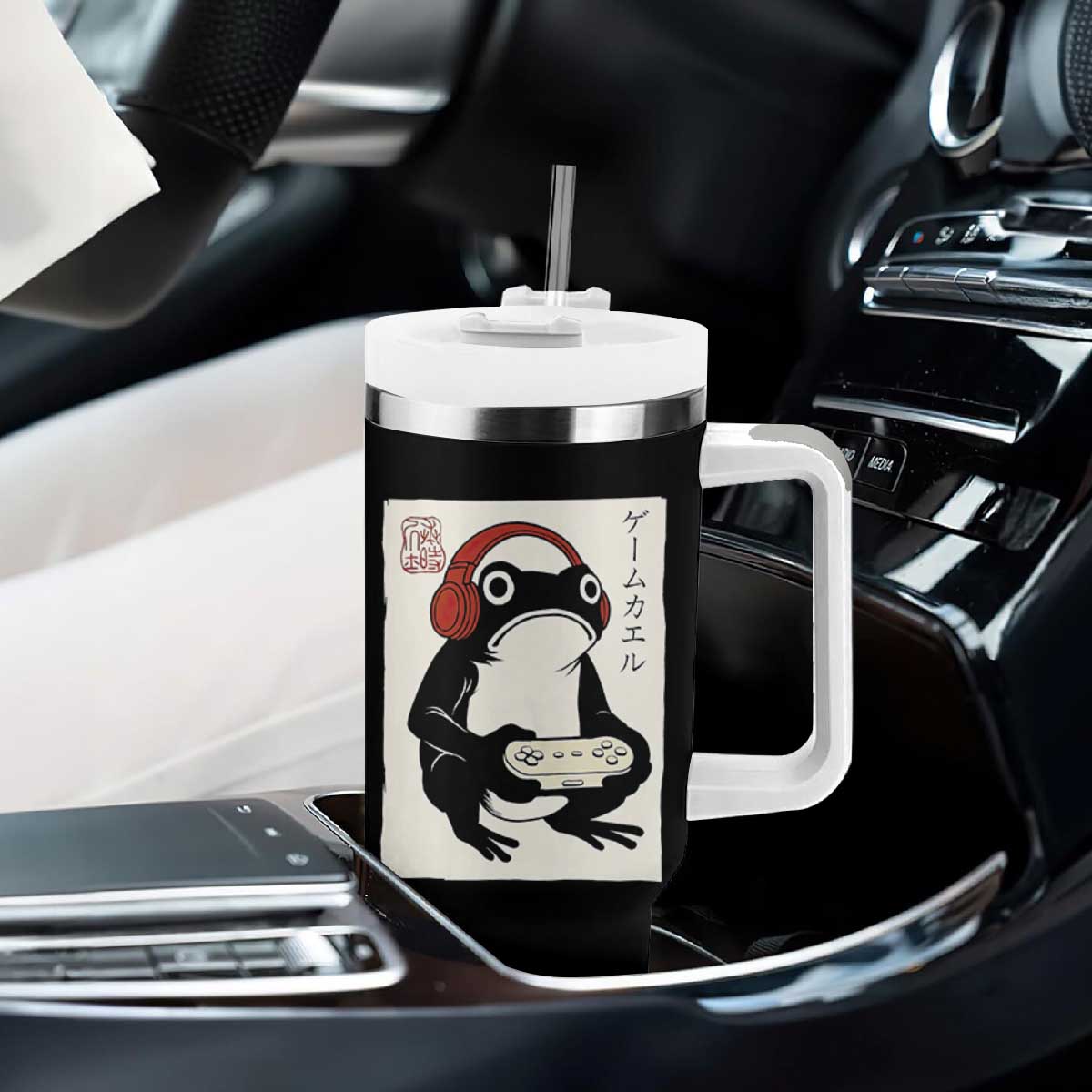 Japanese Gamer Frog Tumbler With Handle Boys Funny Vintage Gaming TS10 Print Your Wear