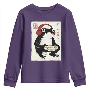 Japanese Gamer Frog Youth Sweatshirt Boys Funny Vintage Gaming TS10 Purple Print Your Wear