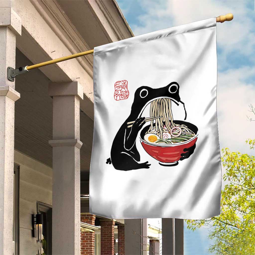 Funny Grumpy Frog Ramen Garden Flag Sumi-e Kawaii Ink Painting Japanese TS10 Print Your Wear