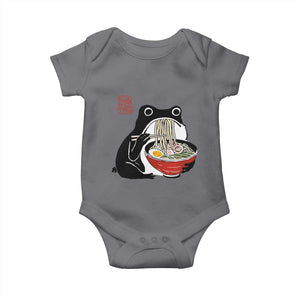 Funny Grumpy Frog Ramen Baby Onesie Sumi-e Kawaii Ink Painting Japanese TS10 Charcoal Print Your Wear