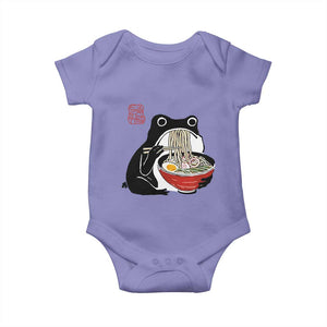 Funny Grumpy Frog Ramen Baby Onesie Sumi-e Kawaii Ink Painting Japanese TS10 Violet Print Your Wear