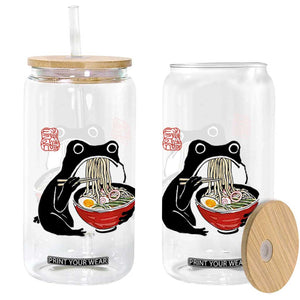 Funny Grumpy Frog Ramen Glass Can Sumi-e Kawaii Ink Painting Japanese TS10 Print Your Wear