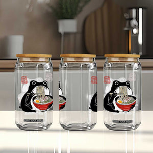 Funny Grumpy Frog Ramen Glass Can Sumi-e Kawaii Ink Painting Japanese TS10 Print Your Wear