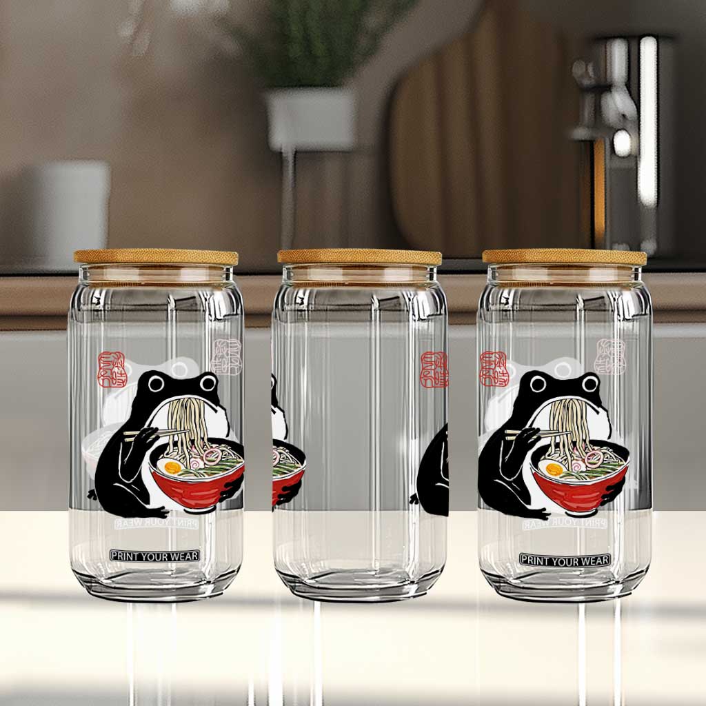 Funny Grumpy Frog Ramen Glass Can Sumi-e Kawaii Ink Painting Japanese TS10 Print Your Wear