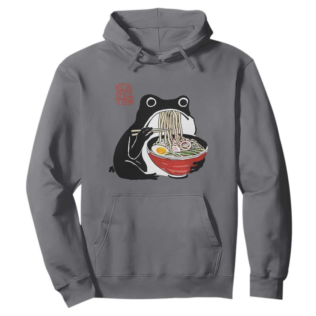 Funny Grumpy Frog Ramen Hoodie Sumi-e Kawaii Ink Painting Japanese TS10 Charcoal Print Your Wear