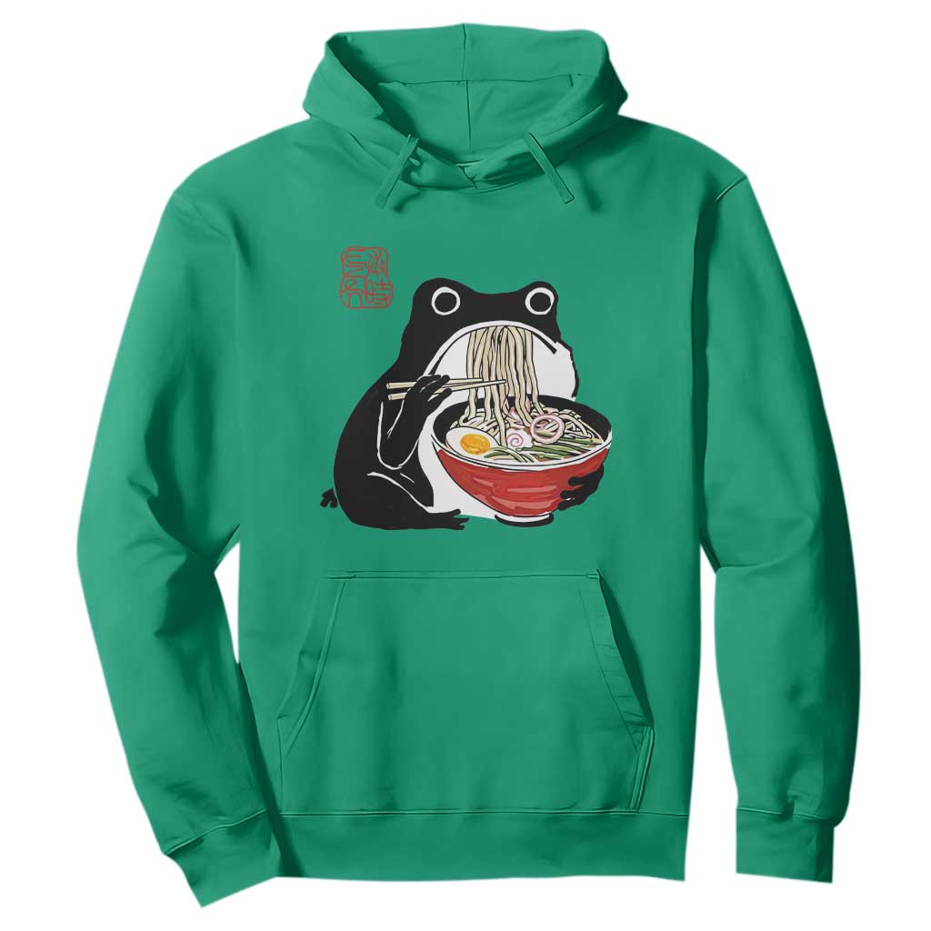 Funny Grumpy Frog Ramen Hoodie Sumi-e Kawaii Ink Painting Japanese TS10 Irish Green Print Your Wear