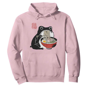 Funny Grumpy Frog Ramen Hoodie Sumi-e Kawaii Ink Painting Japanese TS10 Light Pink Print Your Wear