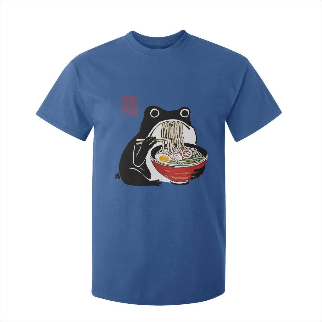 Funny Grumpy Frog Ramen T Shirt For Kid Sumi-e Kawaii Ink Painting Japanese TS10 Royal Blue Print Your Wear