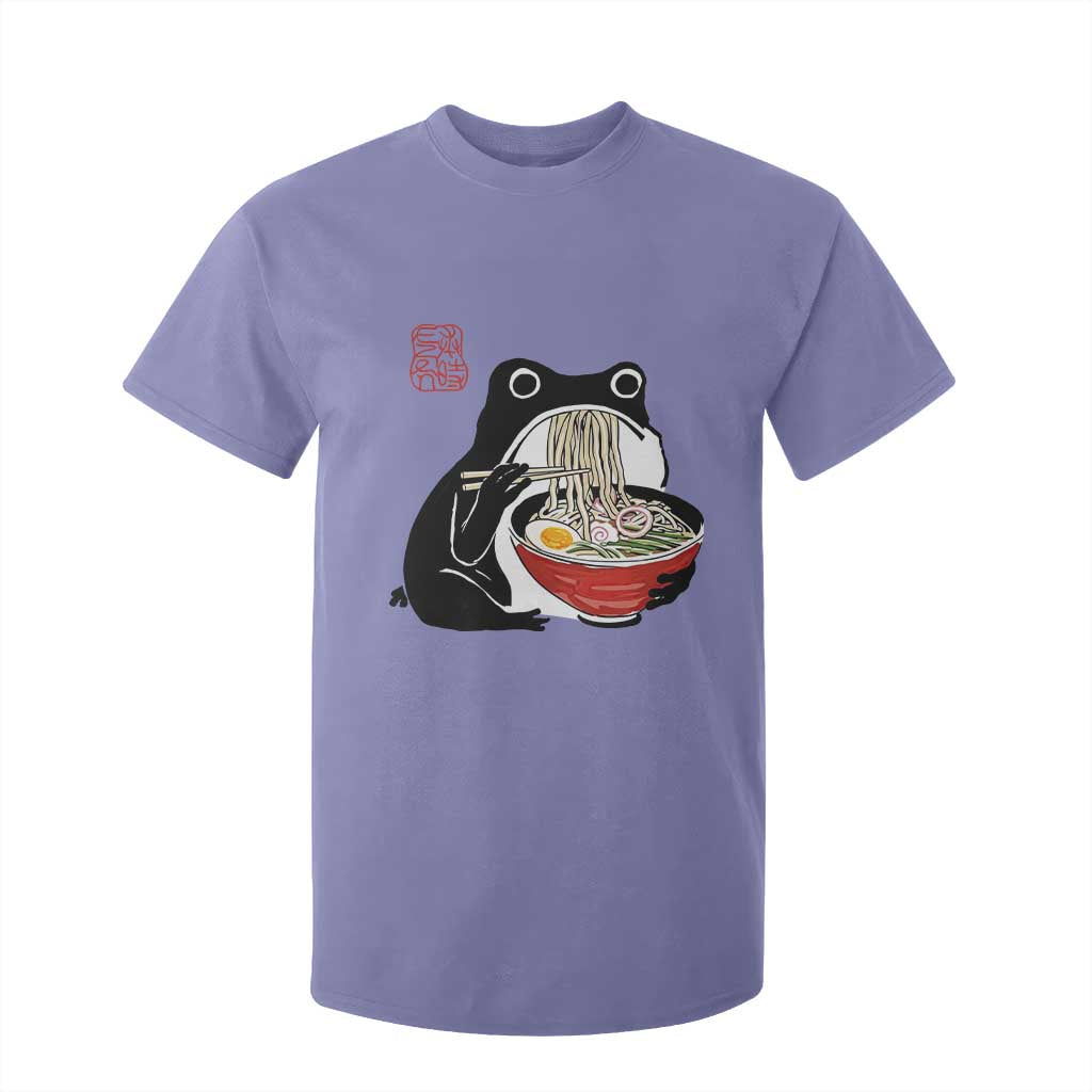 Funny Grumpy Frog Ramen T Shirt For Kid Sumi-e Kawaii Ink Painting Japanese TS10 Violet Print Your Wear