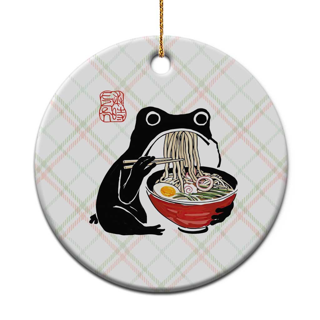 Funny Grumpy Frog Ramen Ceramic Ornament Sumi-e Kawaii Ink Painting Japanese TS10 1pc Christmas Plaid Print Your Wear
