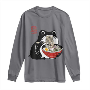 Funny Grumpy Frog Ramen Long Sleeve Shirt Sumi-e Kawaii Ink Painting Japanese TS10 Charcoal Print Your Wear