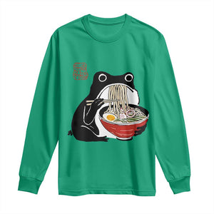 Funny Grumpy Frog Ramen Long Sleeve Shirt Sumi-e Kawaii Ink Painting Japanese TS10 Irish Green Print Your Wear