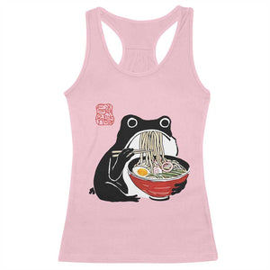 Funny Grumpy Frog Ramen Racerback Tank Top Sumi-e Kawaii Ink Painting Japanese TS10 Light Pink Print Your Wear
