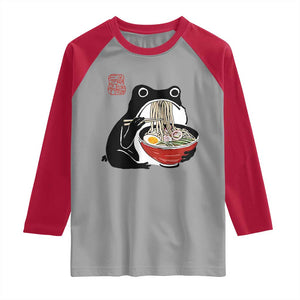 Funny Grumpy Frog Ramen Raglan Shirt Sumi-e Kawaii Ink Painting Japanese TS10 Sport Gray Red Print Your Wear