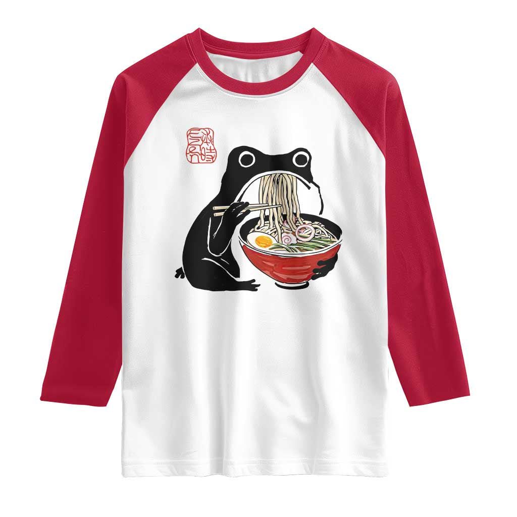 Funny Grumpy Frog Ramen Raglan Shirt Sumi-e Kawaii Ink Painting Japanese TS10 White Red Print Your Wear