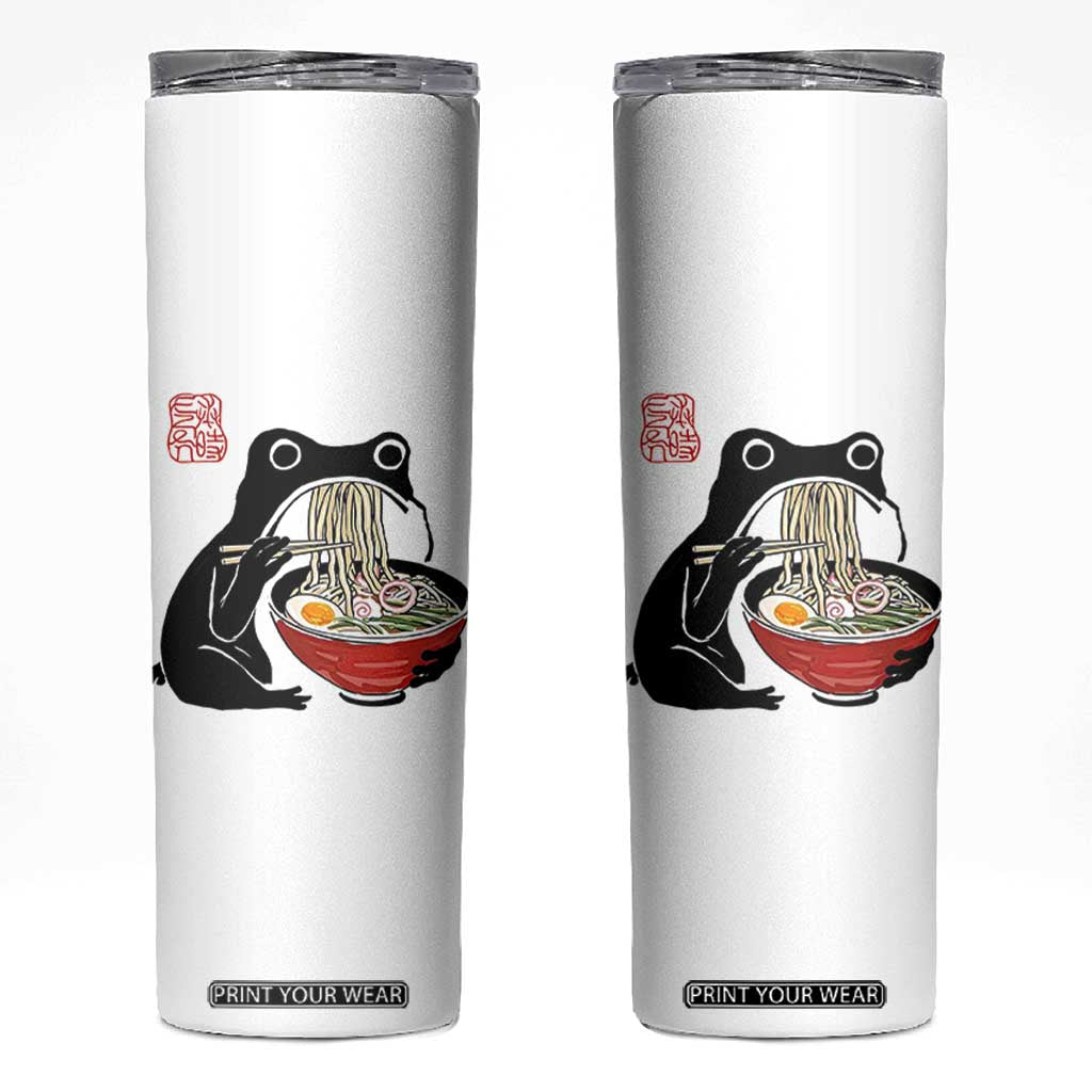 Funny Grumpy Frog Ramen Skinny Tumbler Sumi-e Kawaii Ink Painting Japanese TS10 White Print Your Wear