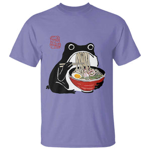Funny Grumpy Frog Ramen T Shirt Sumi-e Kawaii Ink Painting Japanese TS10 Violet Print Your Wear