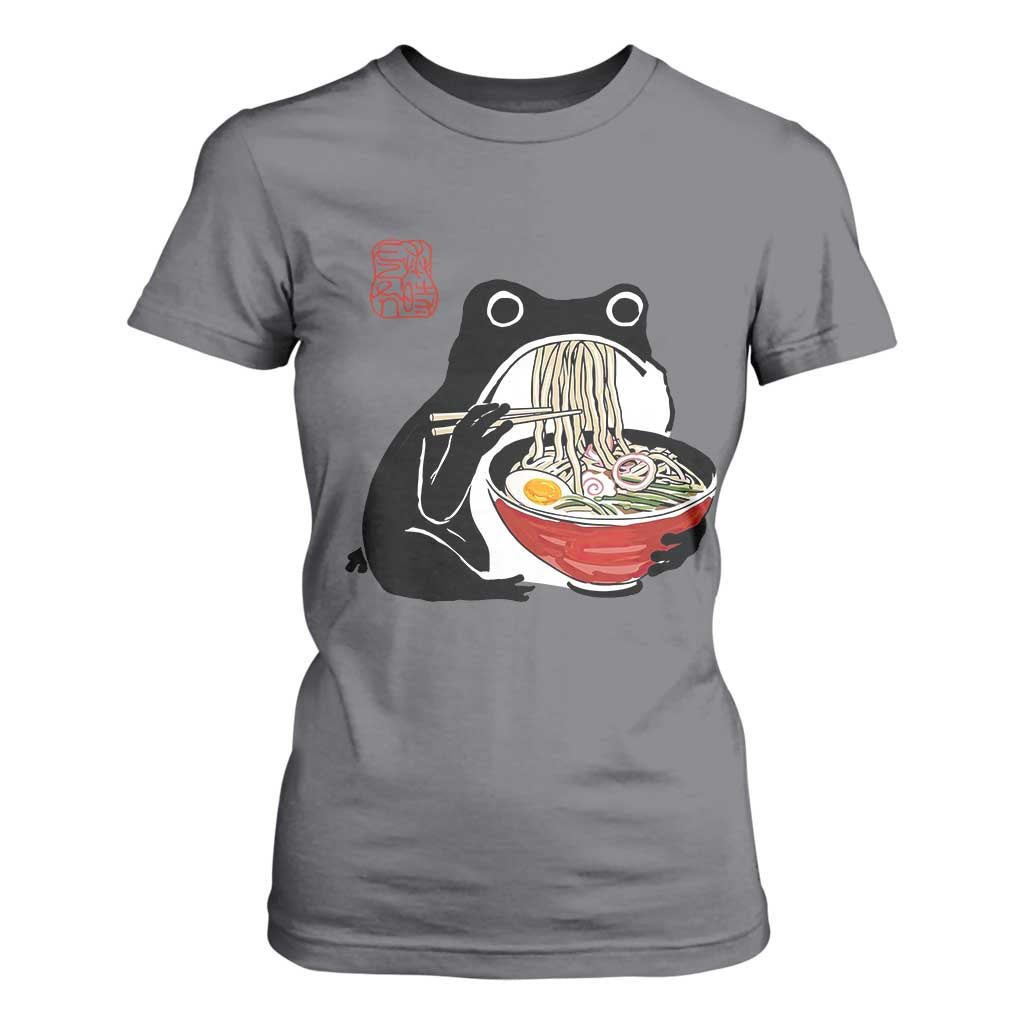 Funny Grumpy Frog Ramen T Shirt For Women Sumi-e Kawaii Ink Painting Japanese TS10 Charcoal Print Your Wear