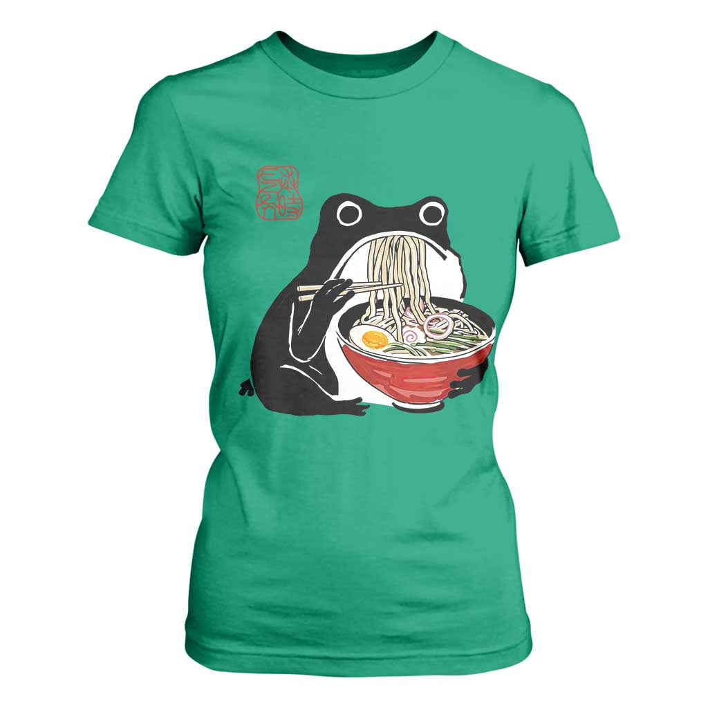 Funny Grumpy Frog Ramen T Shirt For Women Sumi-e Kawaii Ink Painting Japanese TS10 Irish Green Print Your Wear
