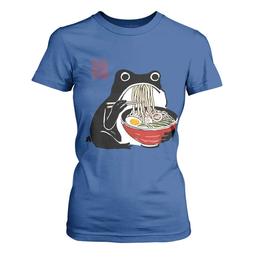 Funny Grumpy Frog Ramen T Shirt For Women Sumi-e Kawaii Ink Painting Japanese TS10 Royal Blue Print Your Wear